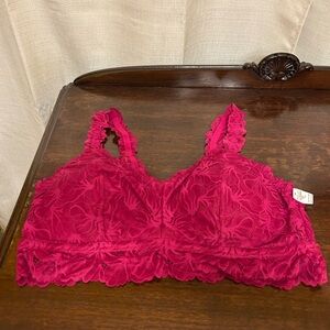 Maurice’s 1X Lace Bralette in Vibrant Pink Wine Color NWT